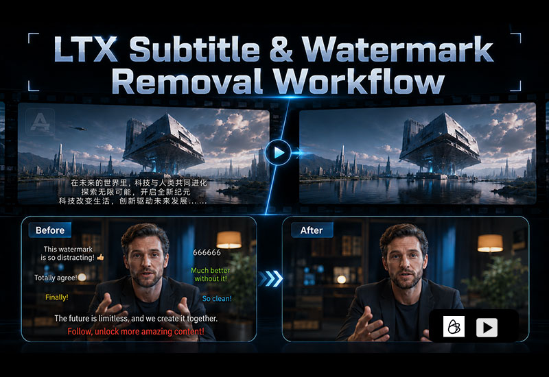 LTX2.3 Video Watermark and Subtitle Removal Workflow-DFCine